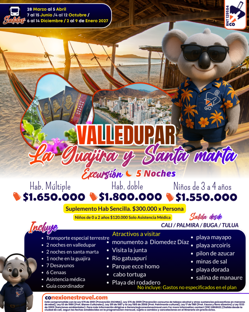 Valledupar, La Guajira y Santa Marta